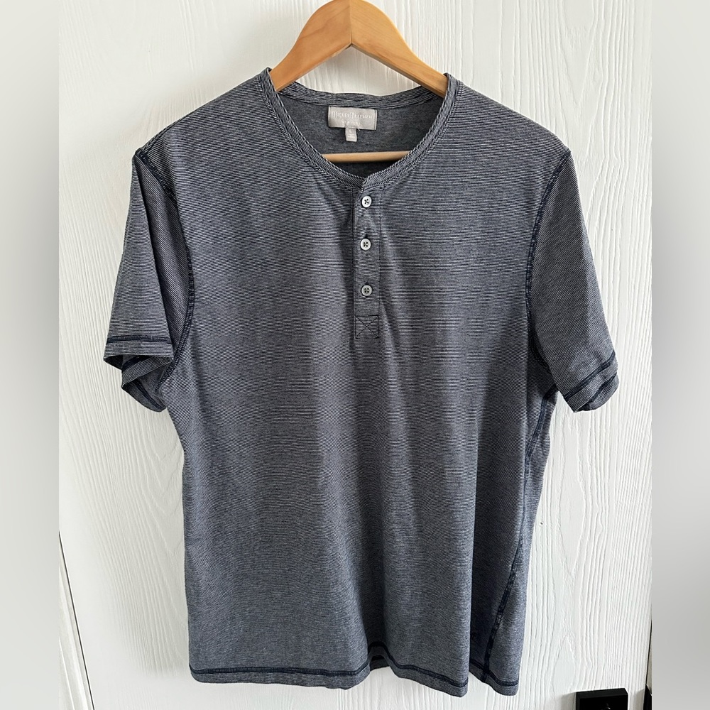 Hickey Freeman Short Sleeve Striped Henley T-Shirt